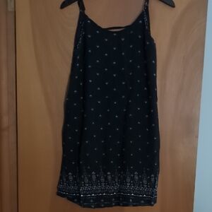 Black Sleeveless Dress with White Pattern